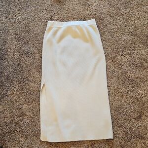 Mango Cream Knit Midi Skirt with Side Slit